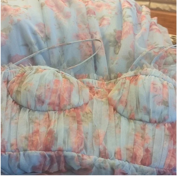 Love shack fancy look a like Floral mesh tulle bustier dress - Picture 3 of 5